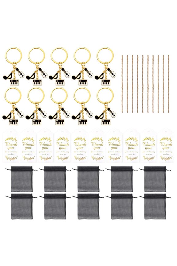 Pack Of 10 Portable Key Rings Music Lover Decoration Zinc Alloy Keychain Gifts