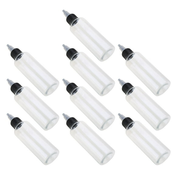 Necvior Pack of 10 Squeeze Bottles with Pointed Mouth Lid Square Bottles for Dressings and Condiments Plastic Storage Container