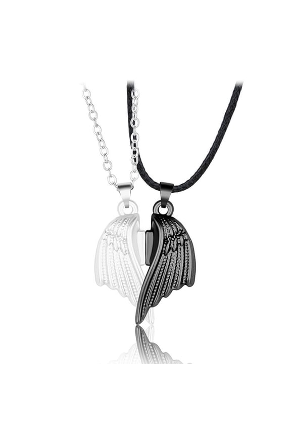 Pack of 2 Magnet Attract Angel Demon Wing Rope Link Chain Pendant Necklace