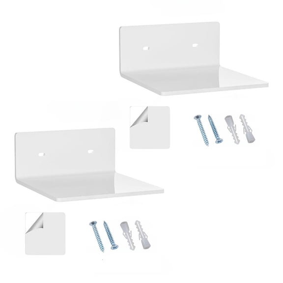 Necvior Pack of 2 Modern Acrylic Wall Shelves for Living Room Decoration Space Saving Display Stand Plant Organizers