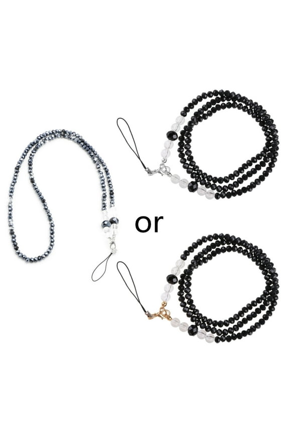 Pearls Long Neck Strap Lanyard KeyRing Keychain Holder Necklace For Mobile Phone