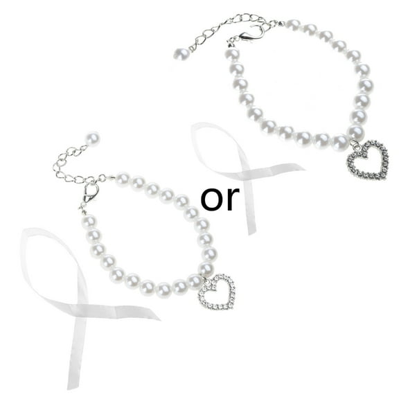 Necvior Pet Pearl Necklace Dogs Pearl Collar with Lobster Clip Pet Jewelry Accessories