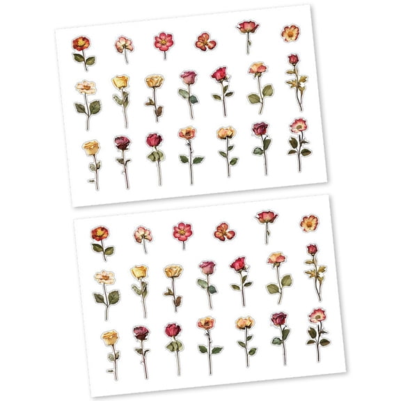 Necvior Plant Leaf Flower Themed Sticker Background Decoration Sticker for Scrapbooking Phone Case Photo Album Journal Planner