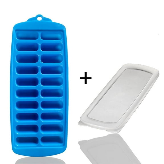 Necvior Plastic Ice Tray with Lid Ice Cube Moulds Ice Trays Ice Storage Container