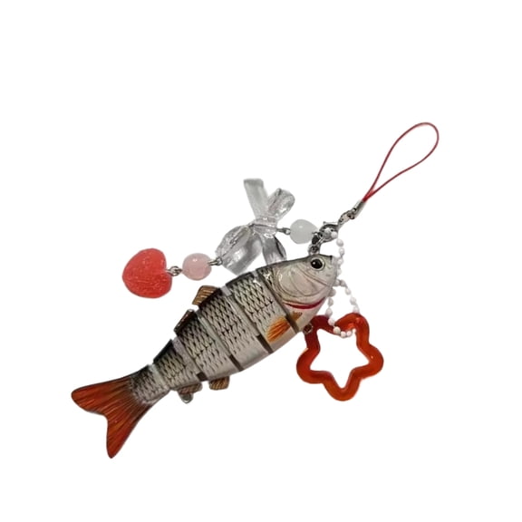 Necvior Plastic Phone Charm Fish and Star Shaped Mobile Phone Lanyard Handmade Keychain