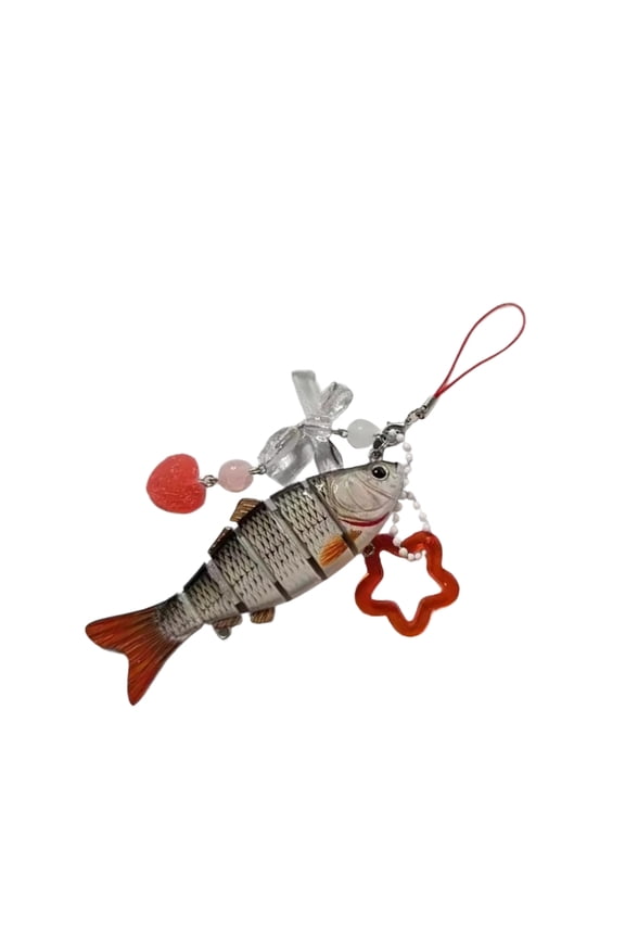 Plastic Phone Charm Fish and Star Shaped Mobile Phone Lanyard Handmade Keychain