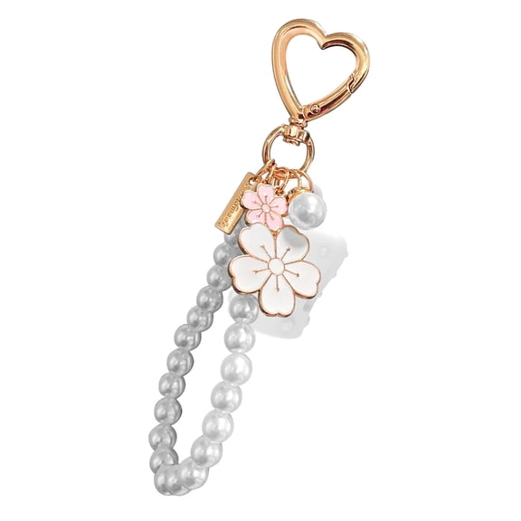 Necvior Portable Lip Balm Clip Keychain Cover With Pearls Accent Travel Essential For Dry Lips Pearls Embellishment key Holder