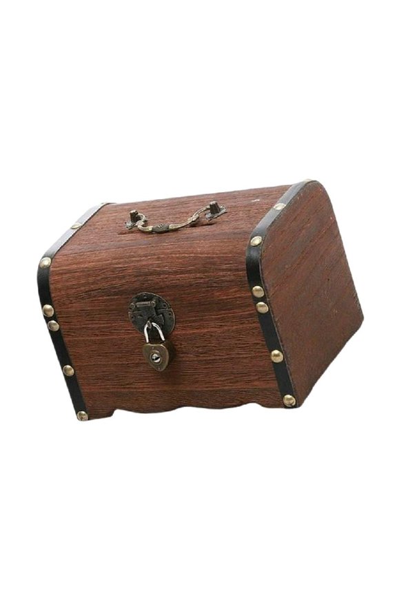 Practical Lockable Wooden Coin Banks Treasure Chests For Nursery Wedding Decors