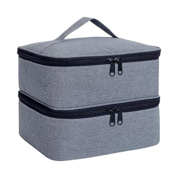 Necvior Professional Manicure Set Storage Case Portable for Polish Bottles Lamp Tool Double Compartment Protective Organizers