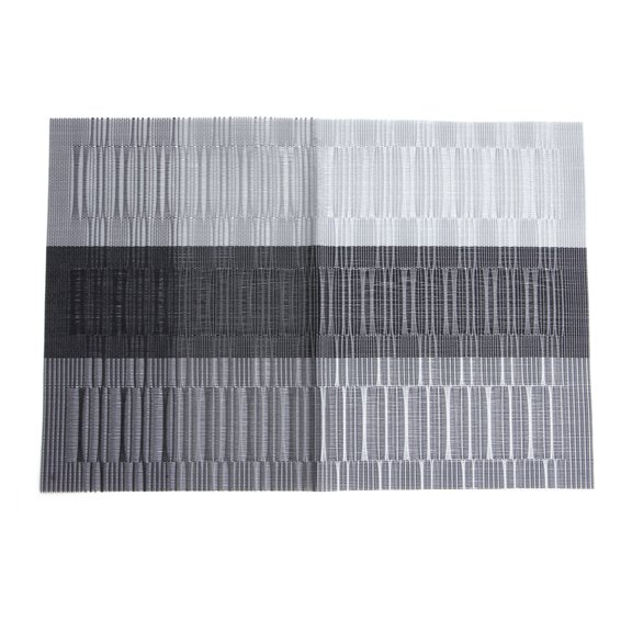 Necvior Progressive Shade Bamboo Strip Jacquard Weave PVC Placemat Dining Table Mat Pad