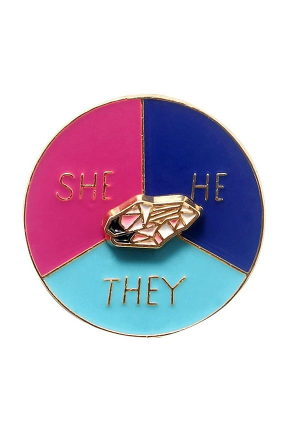 Pronoun Badges Pins Gender Identity Brooch Button He She They Lapel Pin Badge Brooch with Rotation