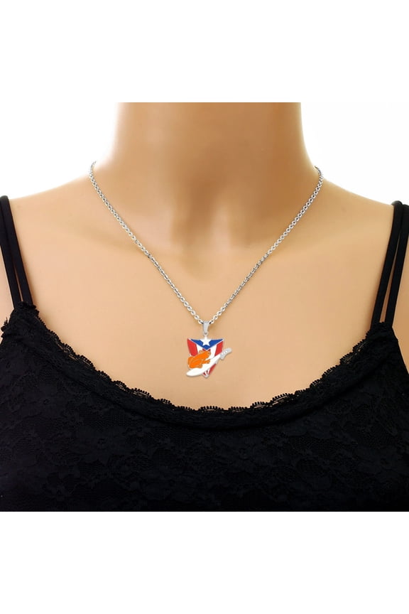 Puerto Rico Flag Necklace Stainless Steel Puerto Rico Map Culture Necklace Fashion Jewelry Suitable for Various Occasion