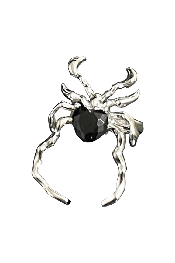 Punk Dark Rings Irregular Spider-Webs Ring for Women Black Crystal Grunge Finger Ring Birthday Party Jewelry Gift