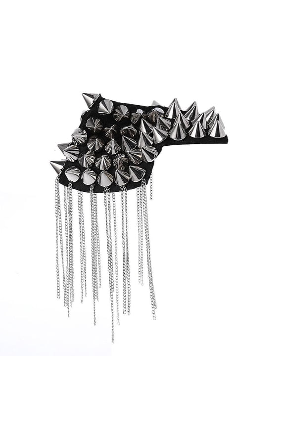 Punk Gothic Tassel Stud Rivet Pin Brooch Epaulette Shoulder Mark Board Epaulet