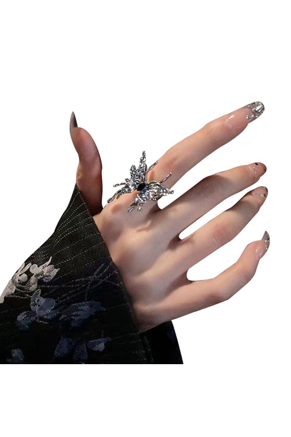 Punk Irregular Rings for Women Liquid Metal Butterfly-shape Rings Open Rings