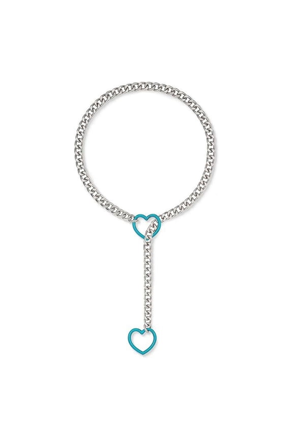 Punk Style Heart Pendant Choker Handmade Cuban Link Slip Chain Necklace Adjustable Length Neckchain Ornament for Women