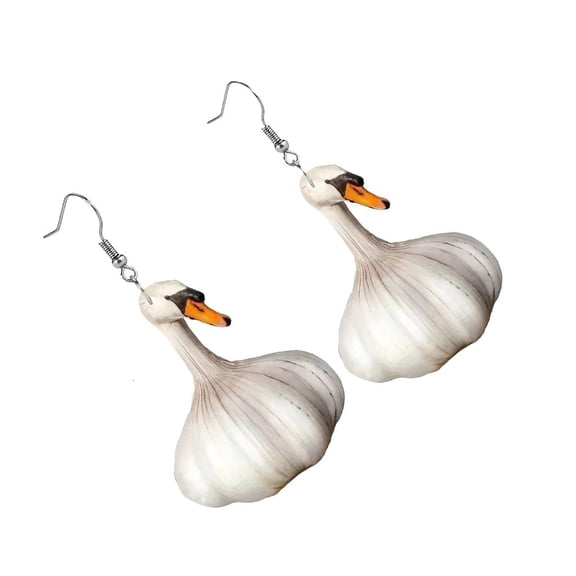 Necvior Quirky Duck Dangle Earrings Adornment Dainty Garlic Shaped Duck Ear Hook Jewelry Personalized Bird Dangle Earrings
