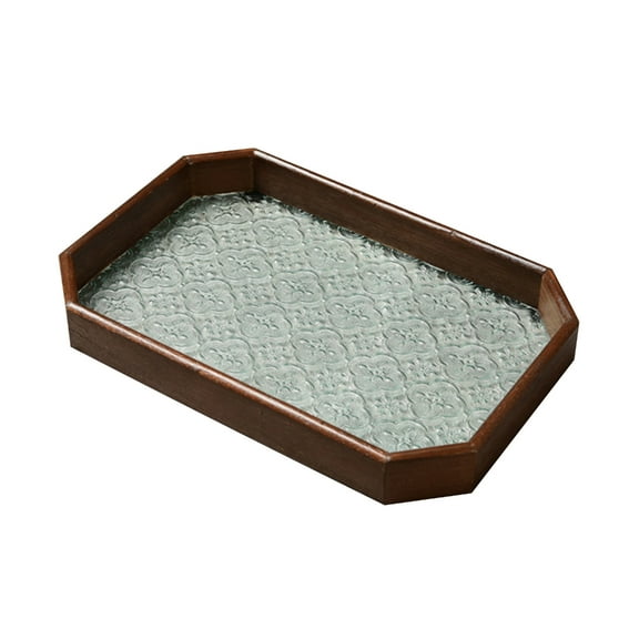 Necvior Rectangular Breakfast Tray Embossed Glass Serving Tray Farmhouse Teas Tray for Breakfast, Appetizers, Coffee Table