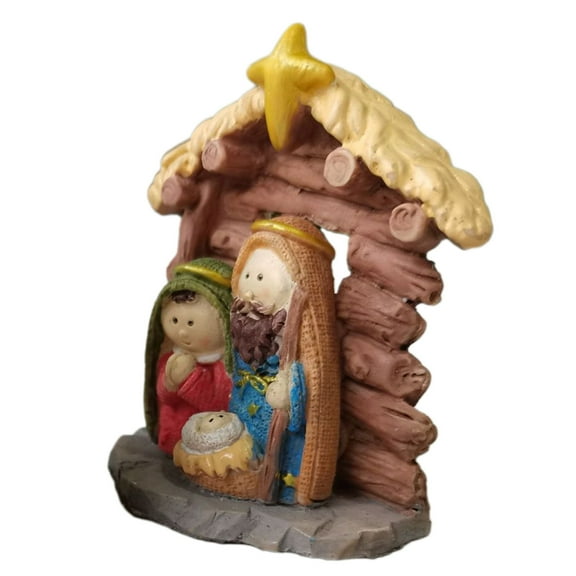 Necvior Religious Nativity Resin Ornament Christmas Nativity Figurine for Display Case