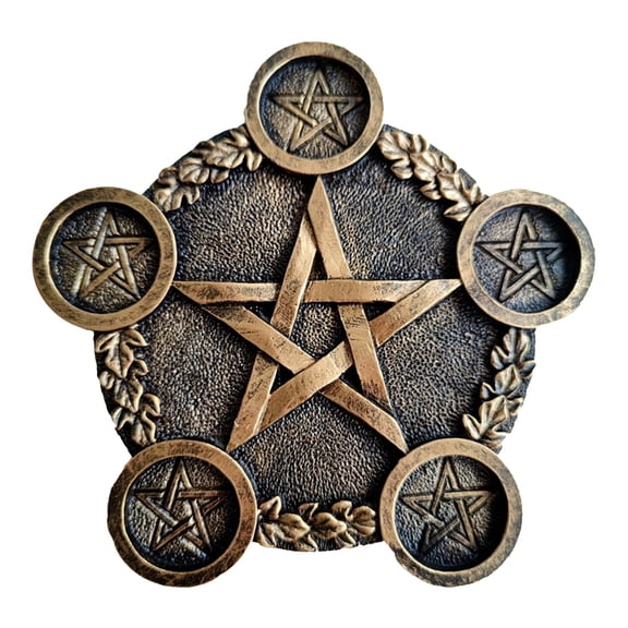Necvior Resin Candle Holder Astrology Pentacle Altar Plate Divination Props Candlestick Supplies Table Energy Ornaments Props