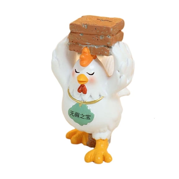 Necvior Resin Chicken Figurines with Brick Chicken Garden Statues Decors Decorative Ornament for Home Table Desk Yard Decors