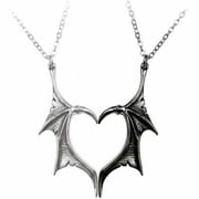 Necvior Retro Bat Wing Heart Pendant Matching Necklace 2x/Set Couple Necklace for Friend
