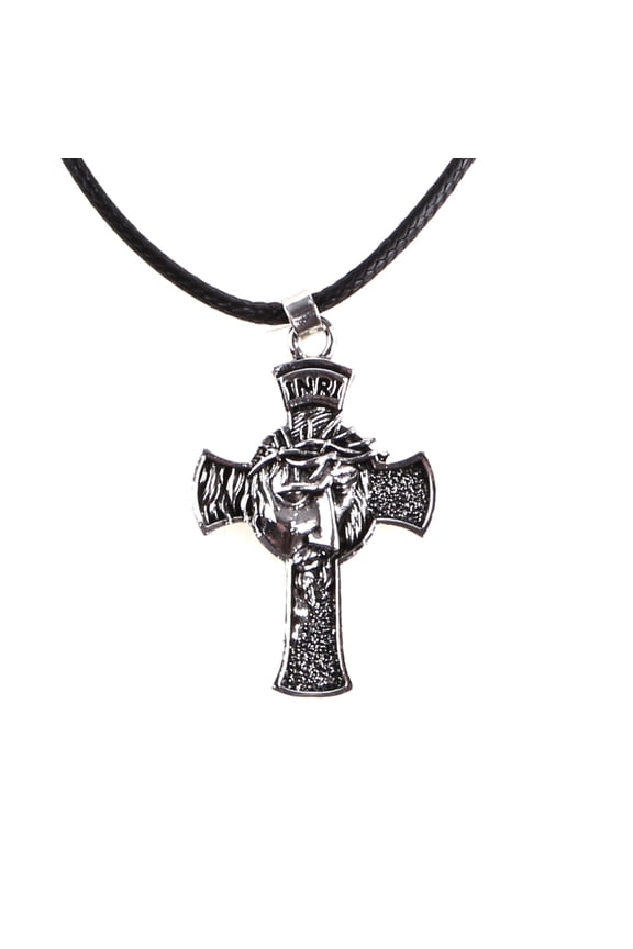 Retro Christ Jesus Crucifix Metal Pendant Necklace Religious Christian Chain Crown Thorns Necklace Jewelry