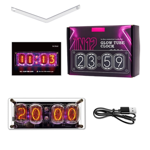 Necvior Retro Style Acrylic Glow Tube Digital Clock Modern Home Desk Decors Accessory