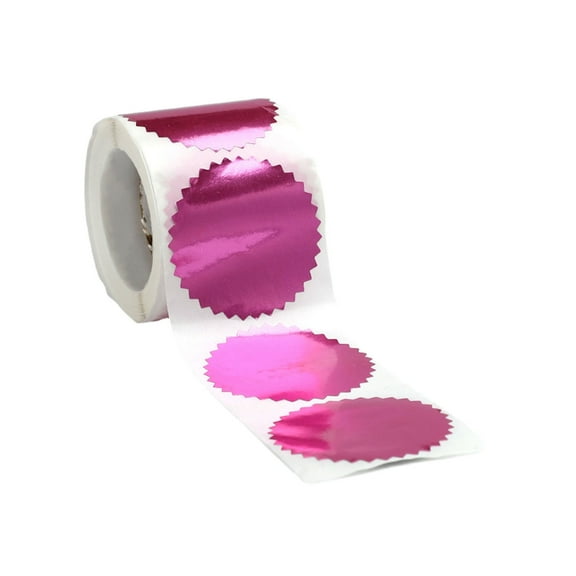 Necvior Roll of 100/250PCS 45mm Golden Silver Redness Certificate Round Gear Labels for Embossing, Award & Reward