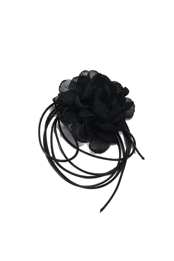 Romantic Gothic Camellia Flower Clavicle Chain Necklace Adjustable Lace Up Choker Necklaces Y2K Jewelry Accessories