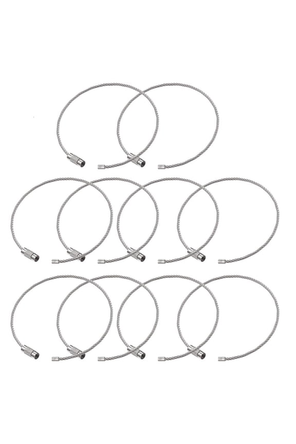 Set of 10 Wire Rope Keys Chain Stainless Steel Material Wire Rings Keys Rings