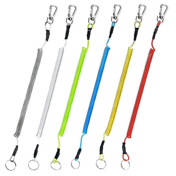 Necvior Set of 6 Safety Boating Rope Retractable Lanyards Fishing Coiled Lanyard