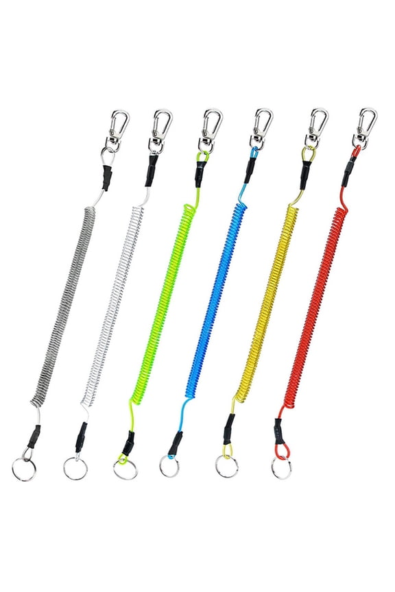 Set of 6 Safety Boating Rope Retractable Lanyards Fishing Coiled Lanyard