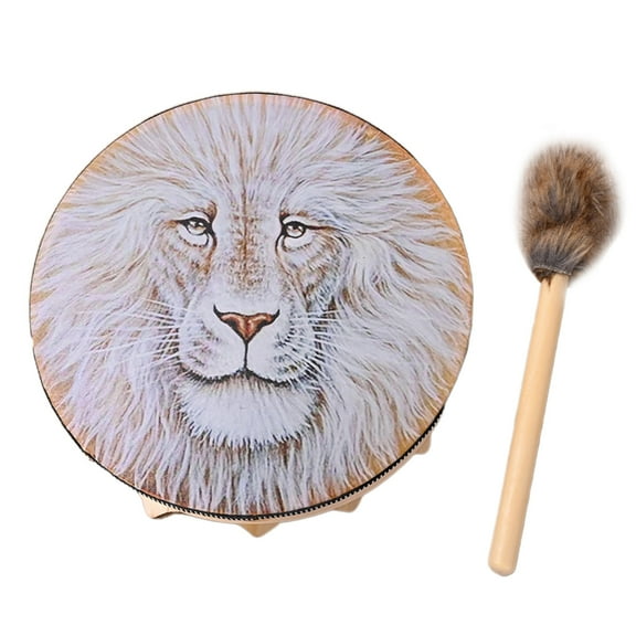Necvior Shamanic Lion Ethereal Drum with Drum Mallet, Symbol Of Siberian Drum Spiritual Music Sound Healing Drum for Kids Adults