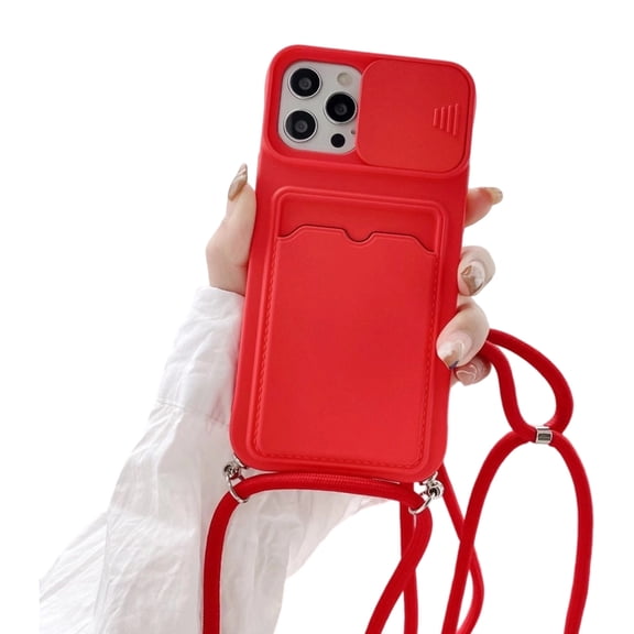 Necvior Silicone Phone Cover Case With Sliding Camera Shield Card Pocket For Phone 15
