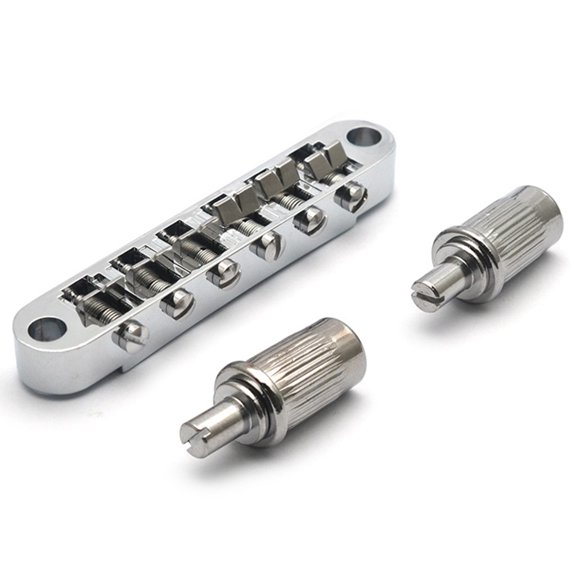 Necvior Silver Guitar Bridge Assembly with 2 Mounting Posts for Repair Use