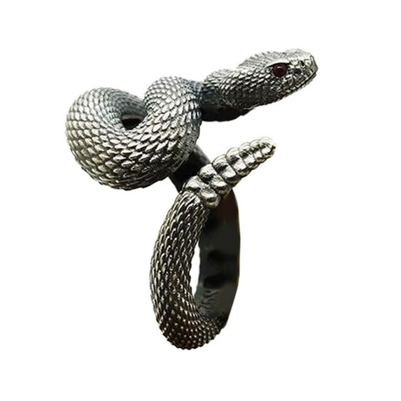 Necvior Snake Ring with Tail Copper Rattlesnake Shaped Finger Ring Jewelry Handmade
