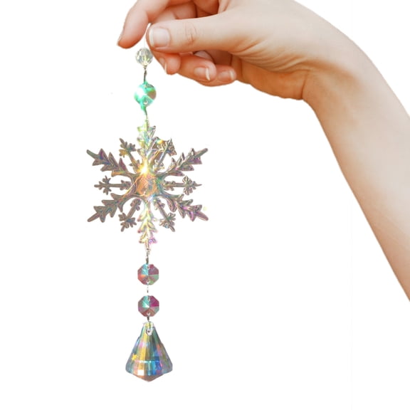 Necvior Snowflake Crystal Suncatchers with Sparkling Feng Shui Colorful Prisms