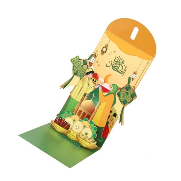 Necvior Sophisticated 3D Redness Envelopes for Eid Festival Foldable Greeting Card Cash Money Packet Ramadans Decoration