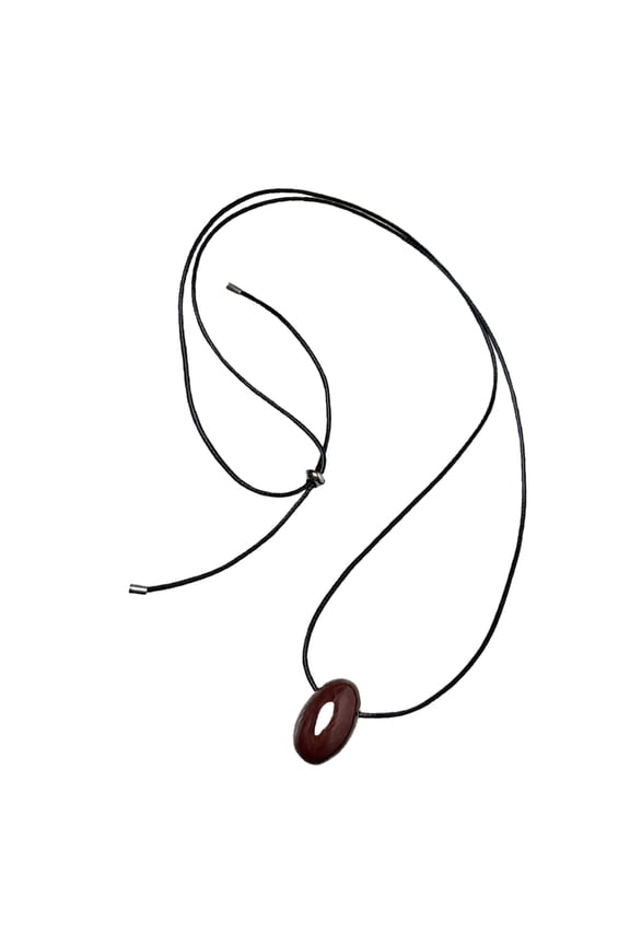 Sophisticated Agate Round Sphere Pendant Necklace with Black Rope for Women