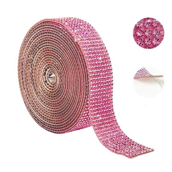 Necvior Sparkling Rhinestones Ribbon 5Yard Crystal Ribbon Roll Adhesive Rhinestones Tape