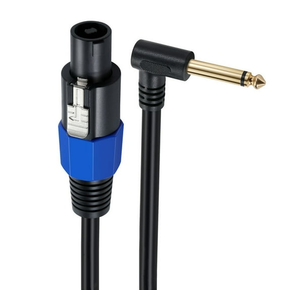 Necvior Speaker Cable Speakon Male to 6.35mm 1/4" Male Right Angle TS Speaker Cable Speak-on Jack to 1/4 6.5mm TS Plug