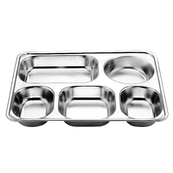 Necvior Stainless Steel Divided Dinner Tray Lunch Container Food Plate for School Cantee
