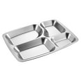 thumbnail image 1 of Necvior Stainless Steel Divided Plate Rectangular Dinner Trays Divided Dinner Plates, 1 of 13