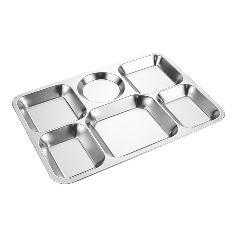Necvior Stainless Steel Divided Plates Mess Food Sectioned Tray with ...