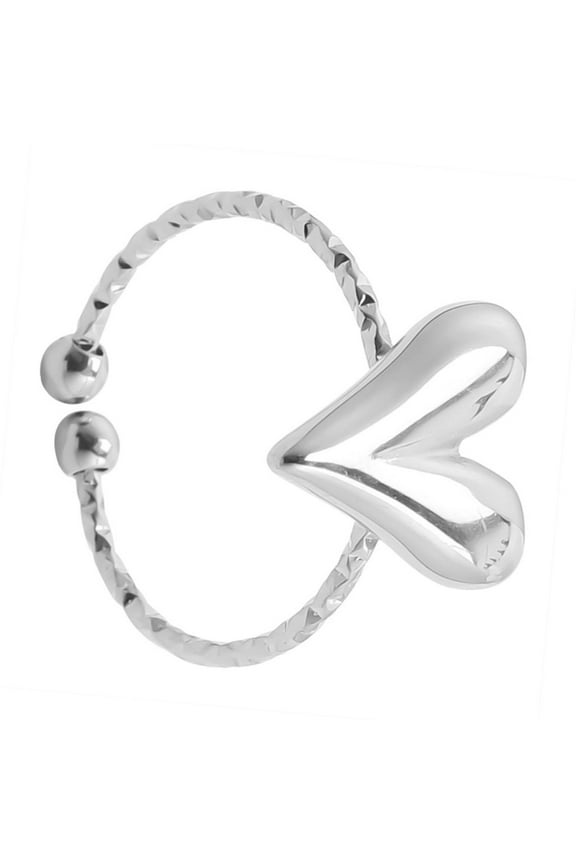 Stainless Steel Open Rings Adjustable Heart Rings Korean Elegant Party Jewelry