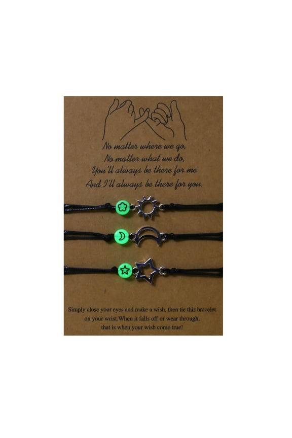 Star Moon Sun Friendship Bracelets Luminous Bead Bracelets for Women Teen Girls