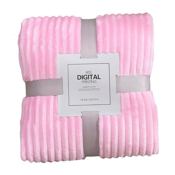 Necvior Striped Flannel Blankets for Beds Solid Color Soft Warm Minks Throw Sofa Cover Bedspread Beach Travel Blankets