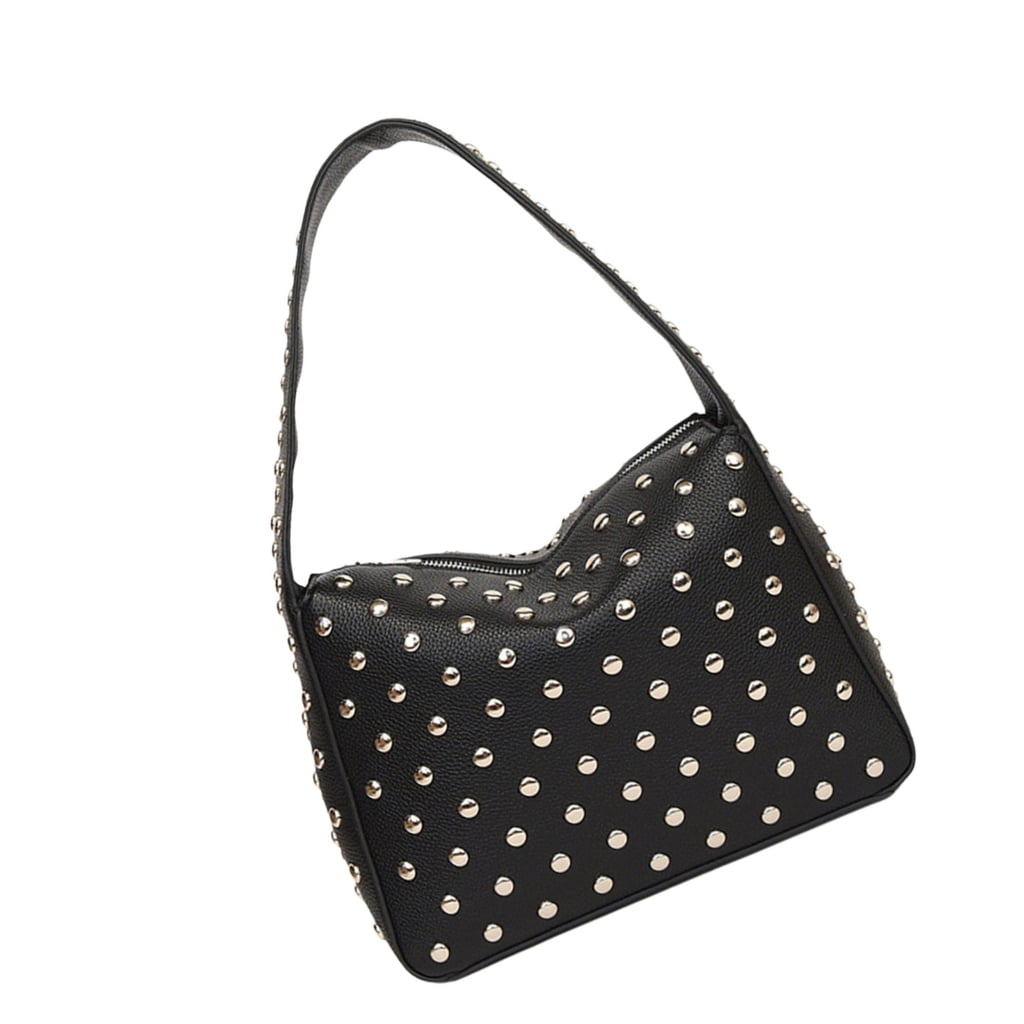 Necvior Studded PU Underarm Purse Shoulder Bag Retro Punk Style 90s Small Zippered Handbag for Women Fashion Streetwear
