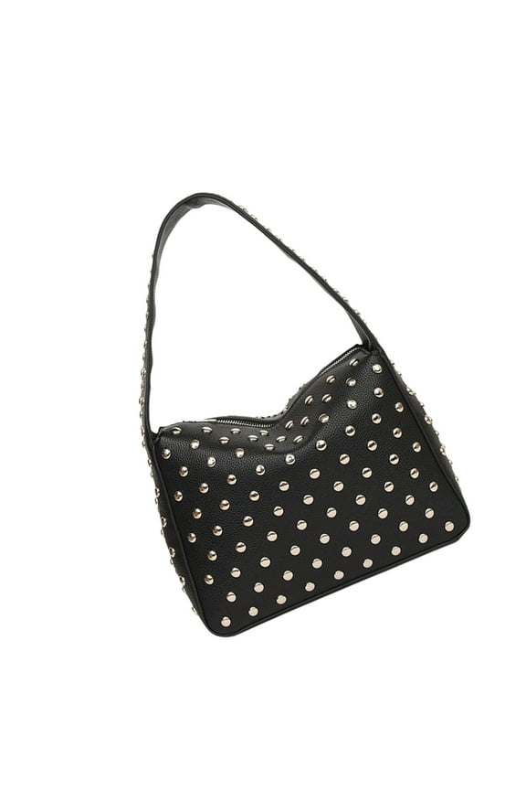 Studded PU Underarm Purse Shoulder Bag Retro Punk Style 90s Small Zippered Handbag for Women Fashion Streetwear